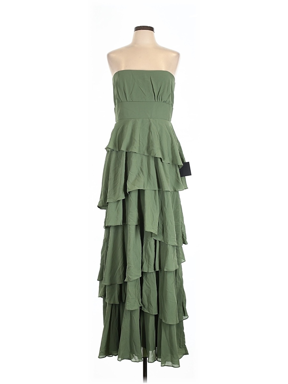 NWT Lulu's Large Green Strapless Tiered Ruffle Maxi Dress